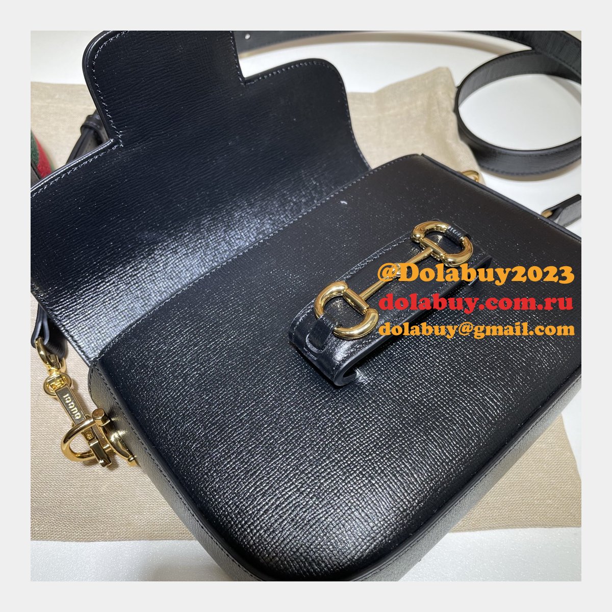 Fake Gucci Horsebit 1955 mini black 658574 bag