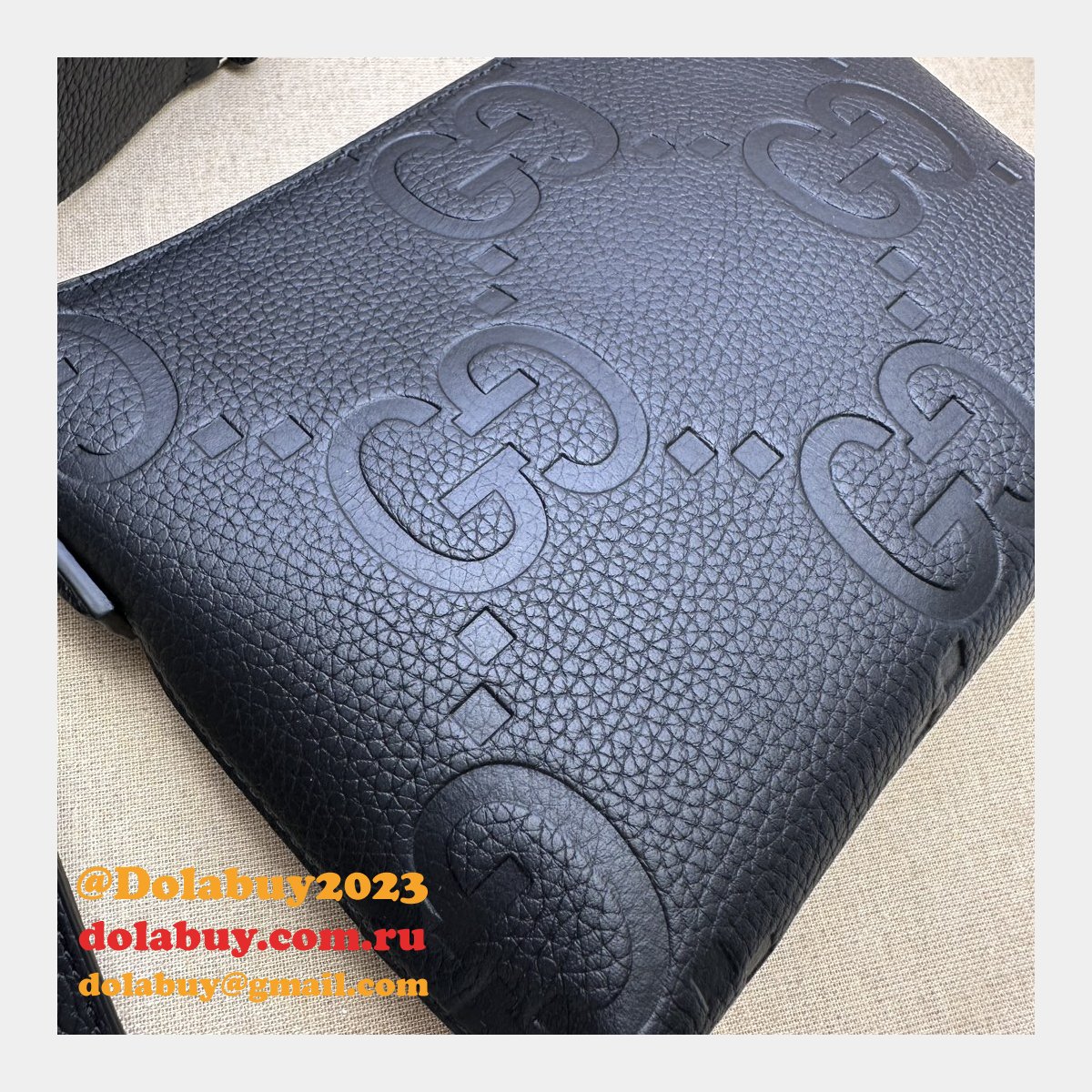 Black Jumbo GG Gucci Knockoff Messenger Men 761747 Luxury Bag