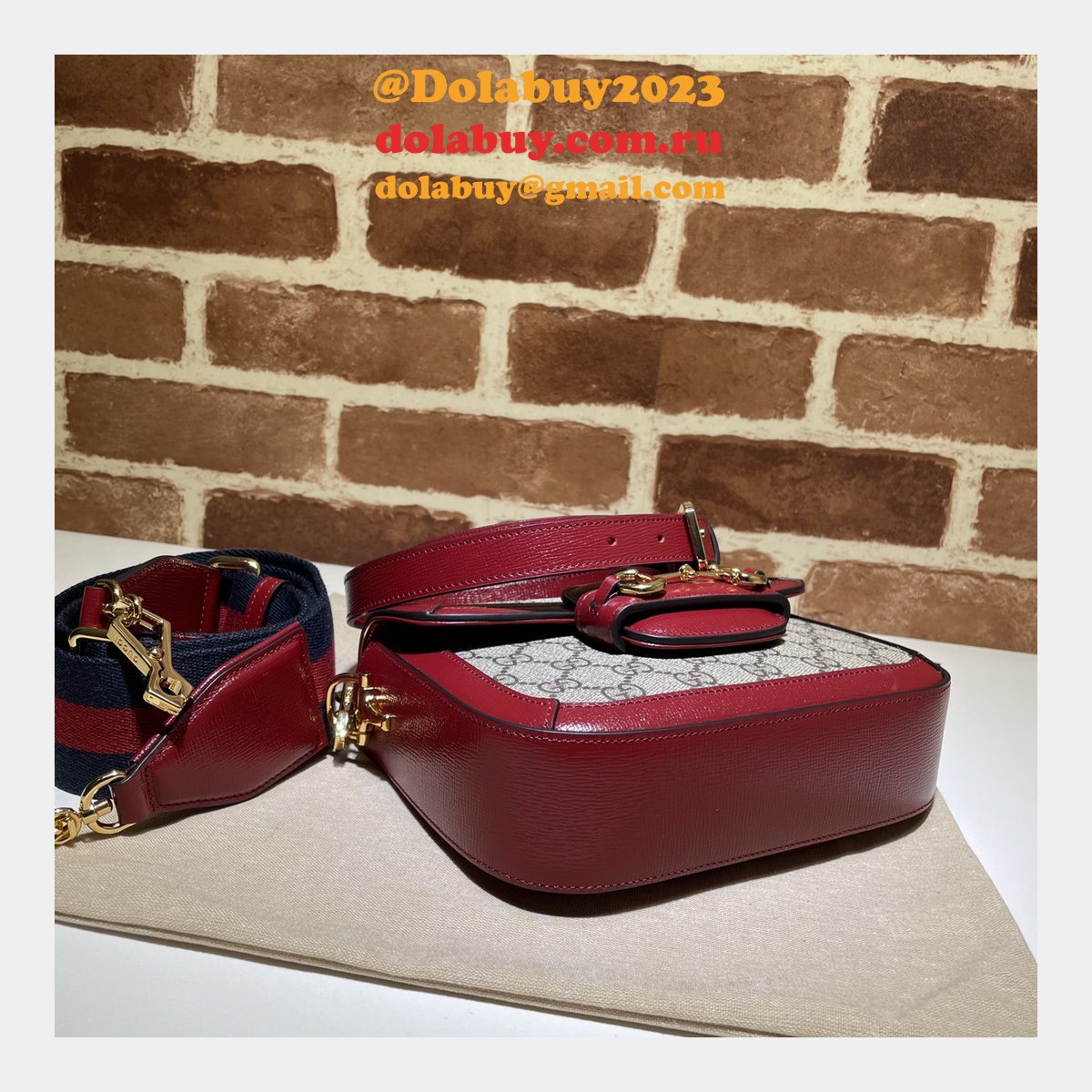 Luxury Gucci Horsebit 1955 Shoulder 658574 Red Bags for Women