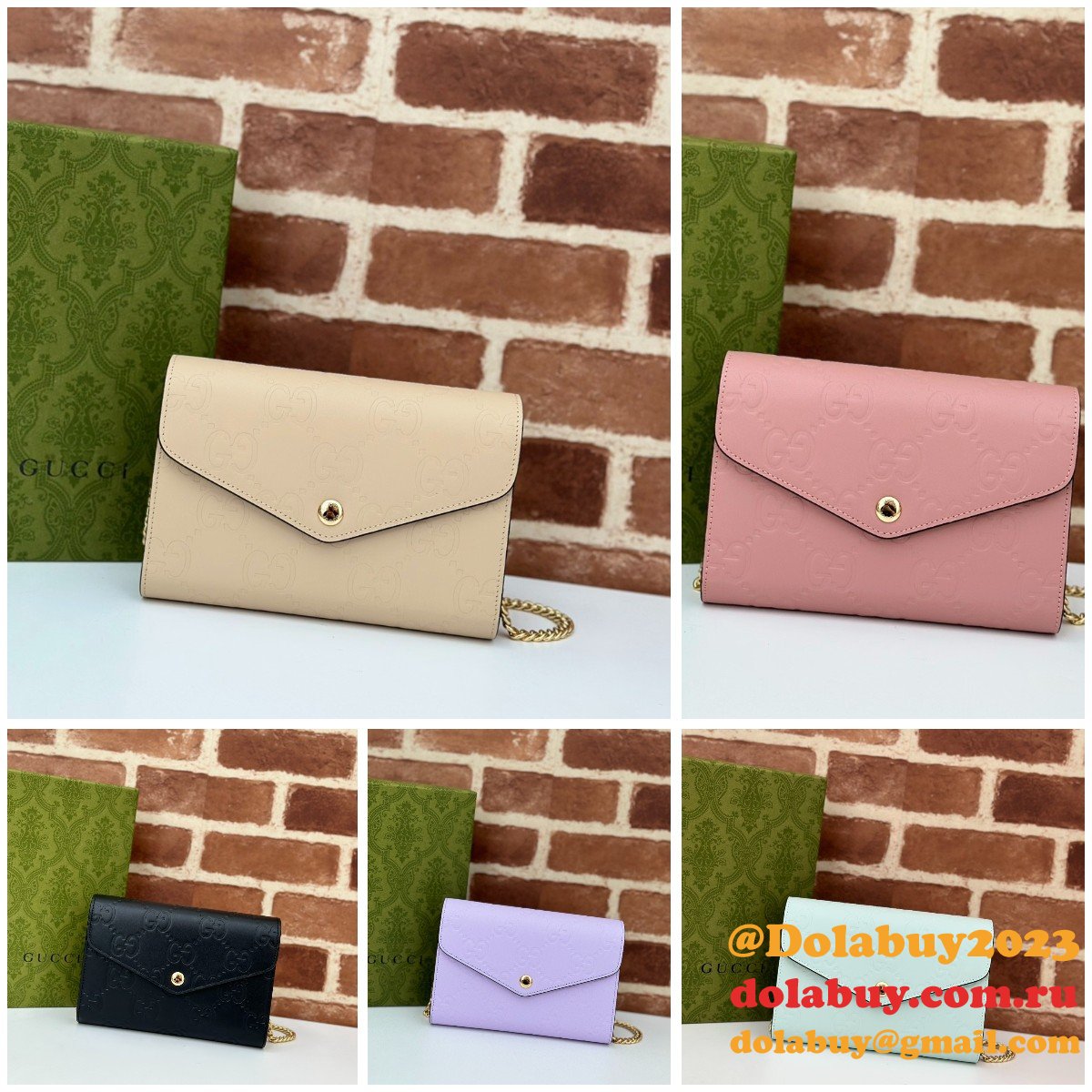 Gucci Copy GG Leather Chain Wallet 1:1 Mirror 781555 Bag