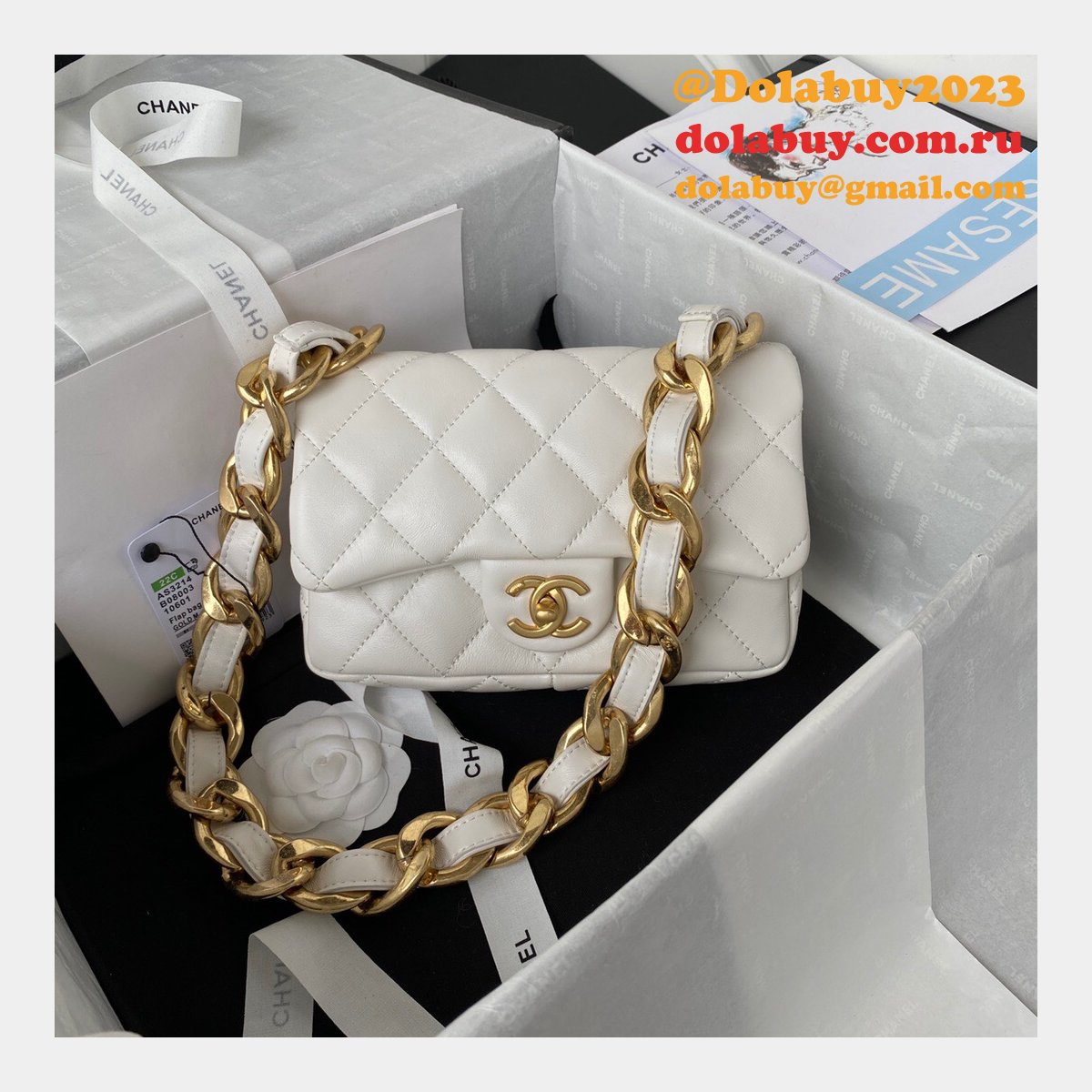 High Quality Designer Replica Flap AS3214/AS3213 Bag Lambskin & Gold-Tone Metal
