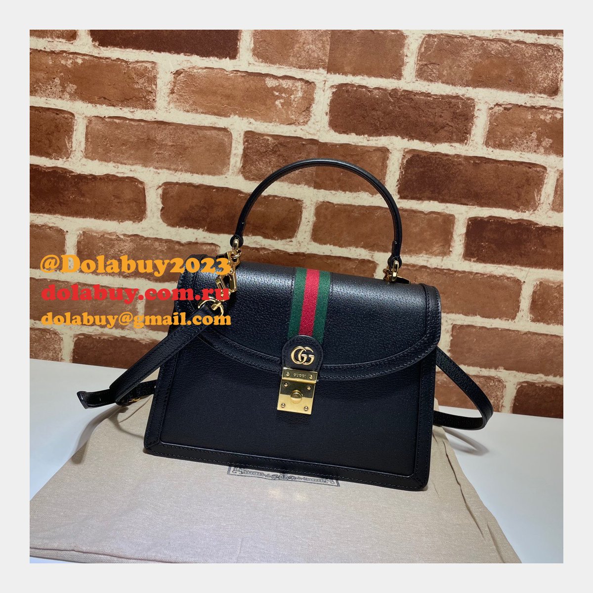 Gucci Black/Cream Ophidia small top handle Replica bag