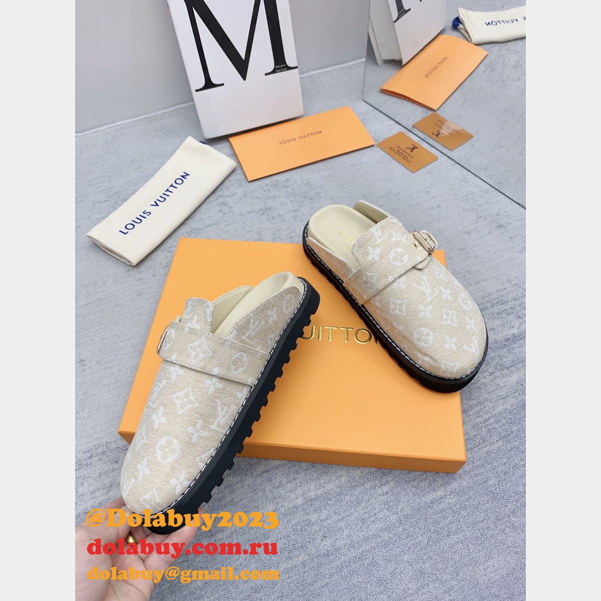 Outlet Replica Louis Vuitton Baotou Drag   men Shoes Dolabuy