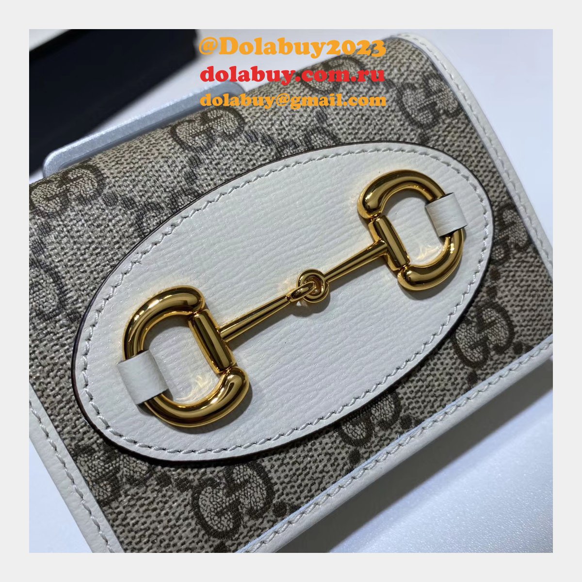 Top Quality Gucci Beige Fake 1955 Horsebit card case 621887 wallet