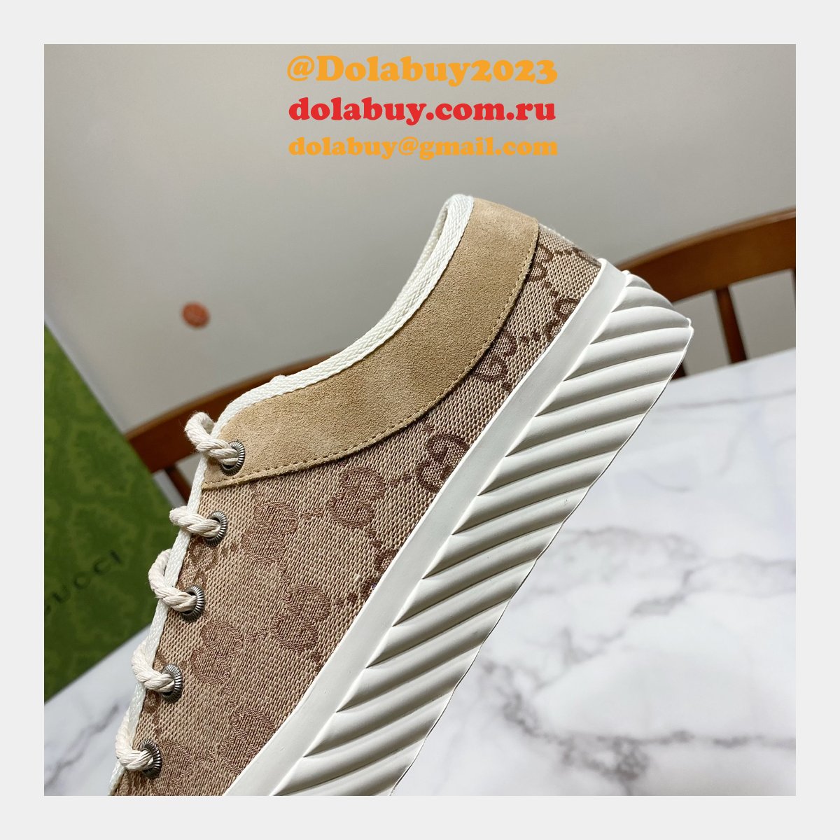 Perfect Dolabuy 1:1 Mirror Replica Gucci GG Canvas Shoes