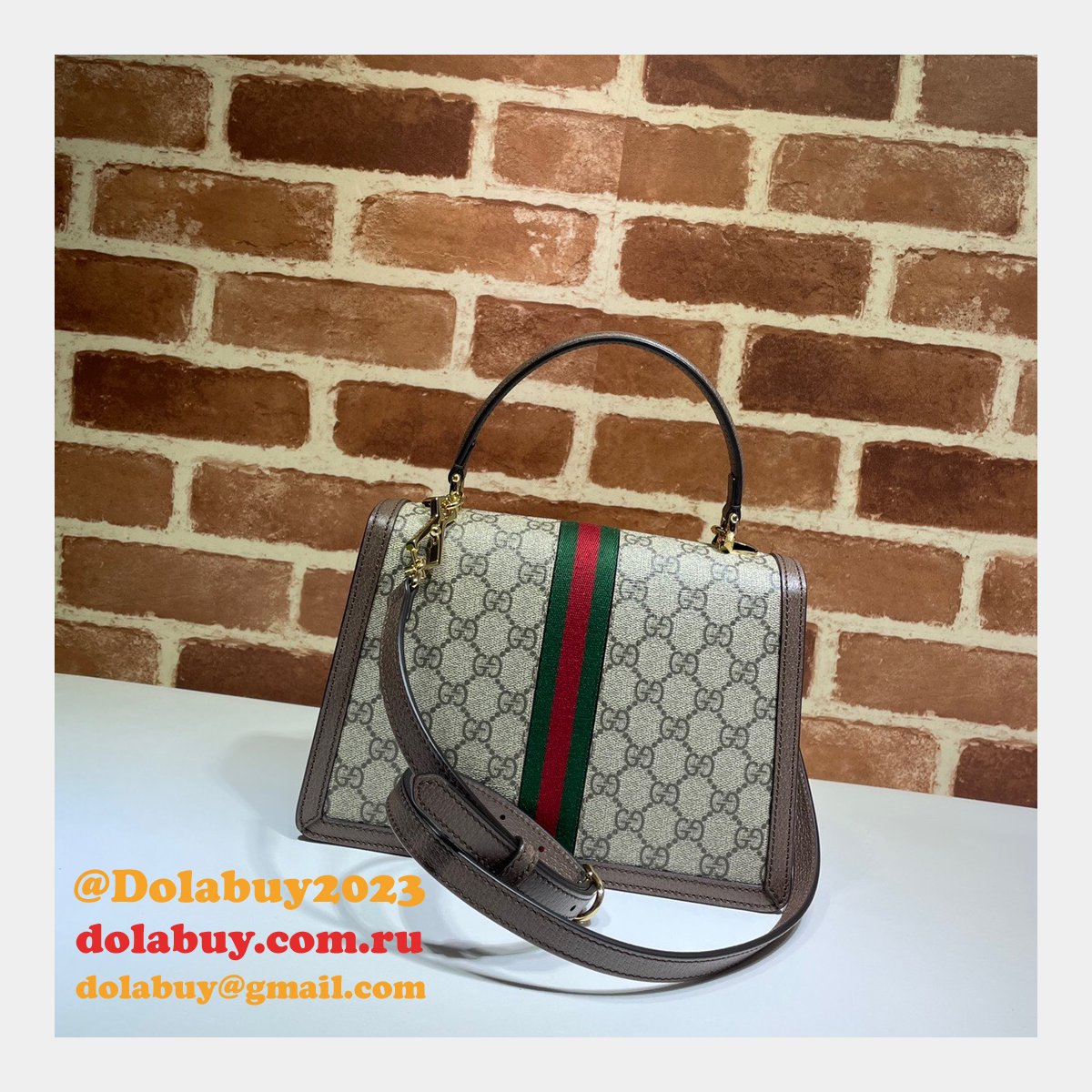 Replica Gucci Ophidia 651055 GG top handle bag Brown