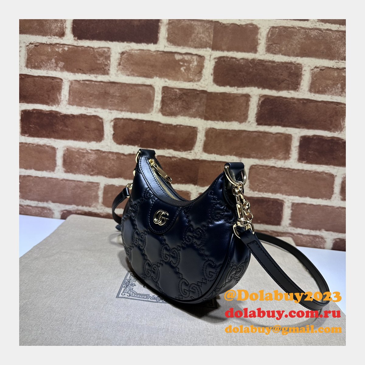 Gucci 1:1 Mirror 739736 GG Matelassé Designer Black/Pink Bag