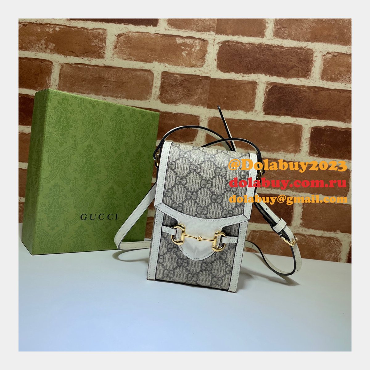 White Replica Gucci Horsebit 1955 mini Top Quality 625615 bag