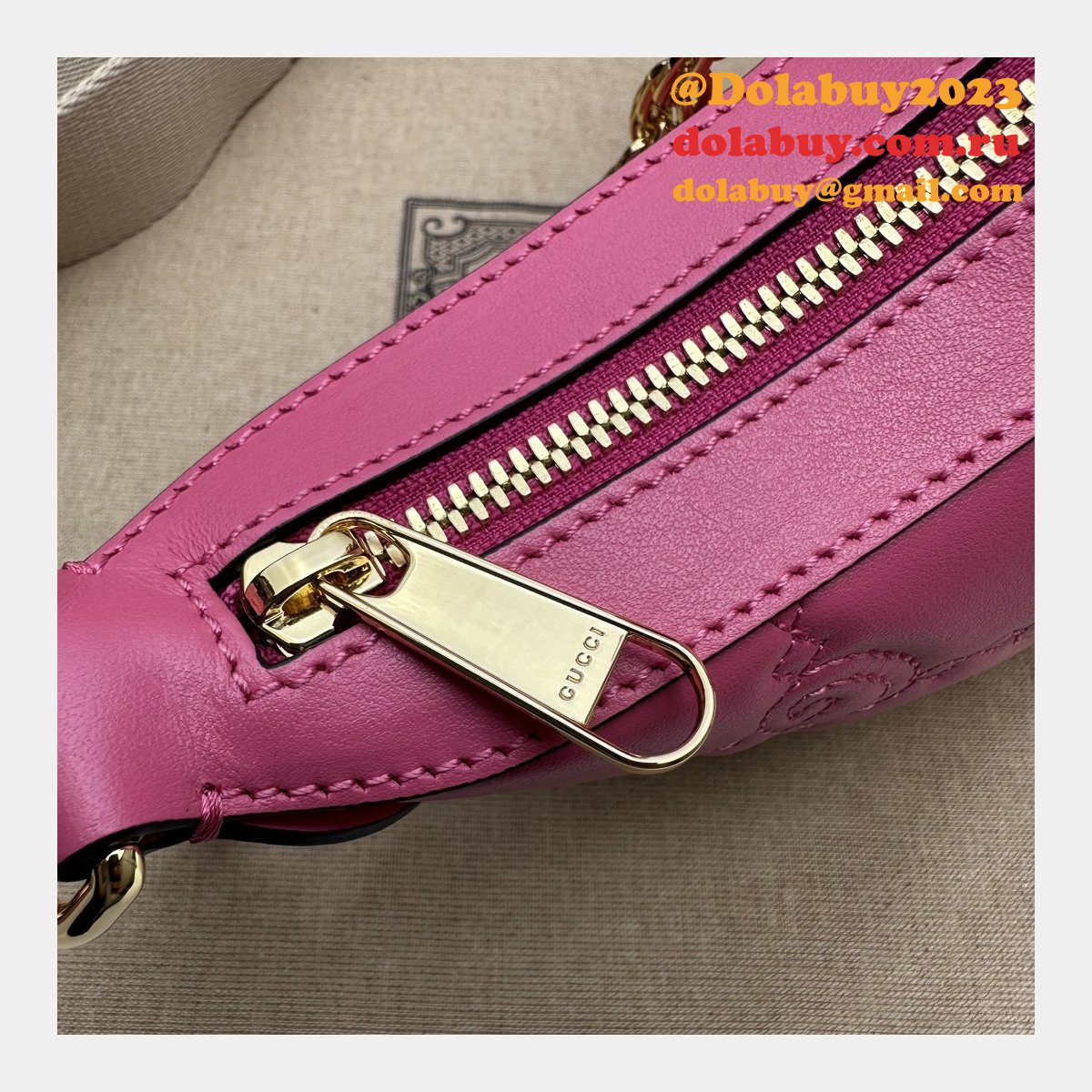 Gucci Replica 739709 GG Matelassé Duplicate Shoulder Pink Bag