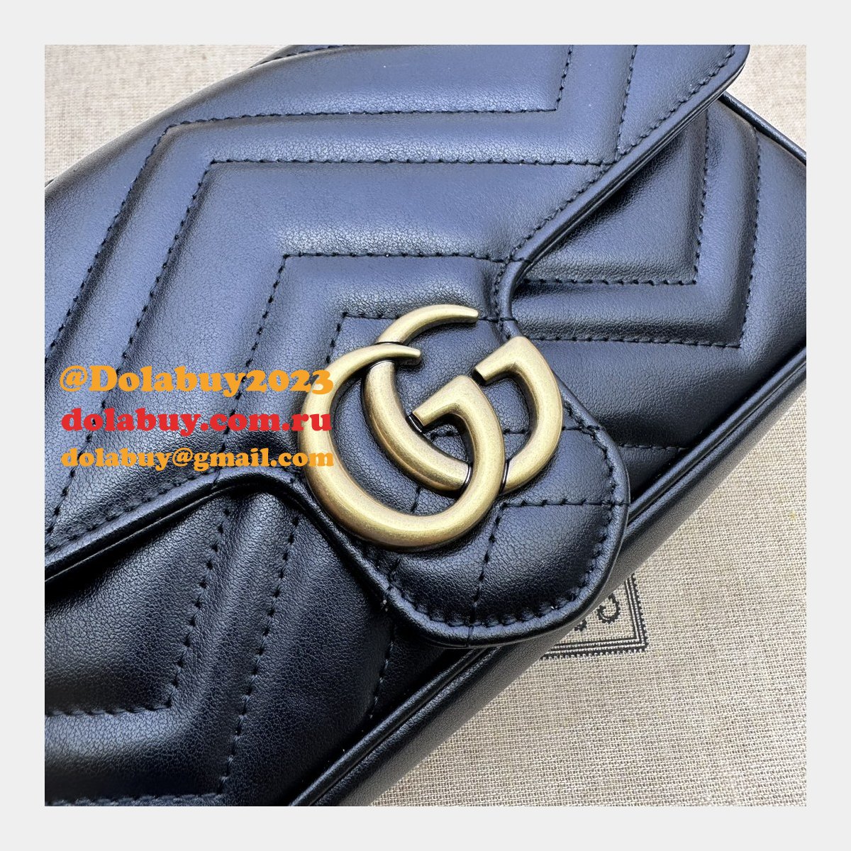 GG Marmont Gucci Replica Card Case Chain Wallet 751526 Bag
