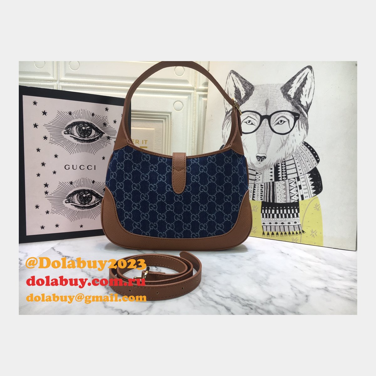 Gucci 1:1 Quality Jackie 1961 small shoulder 636706 Dark blue bag