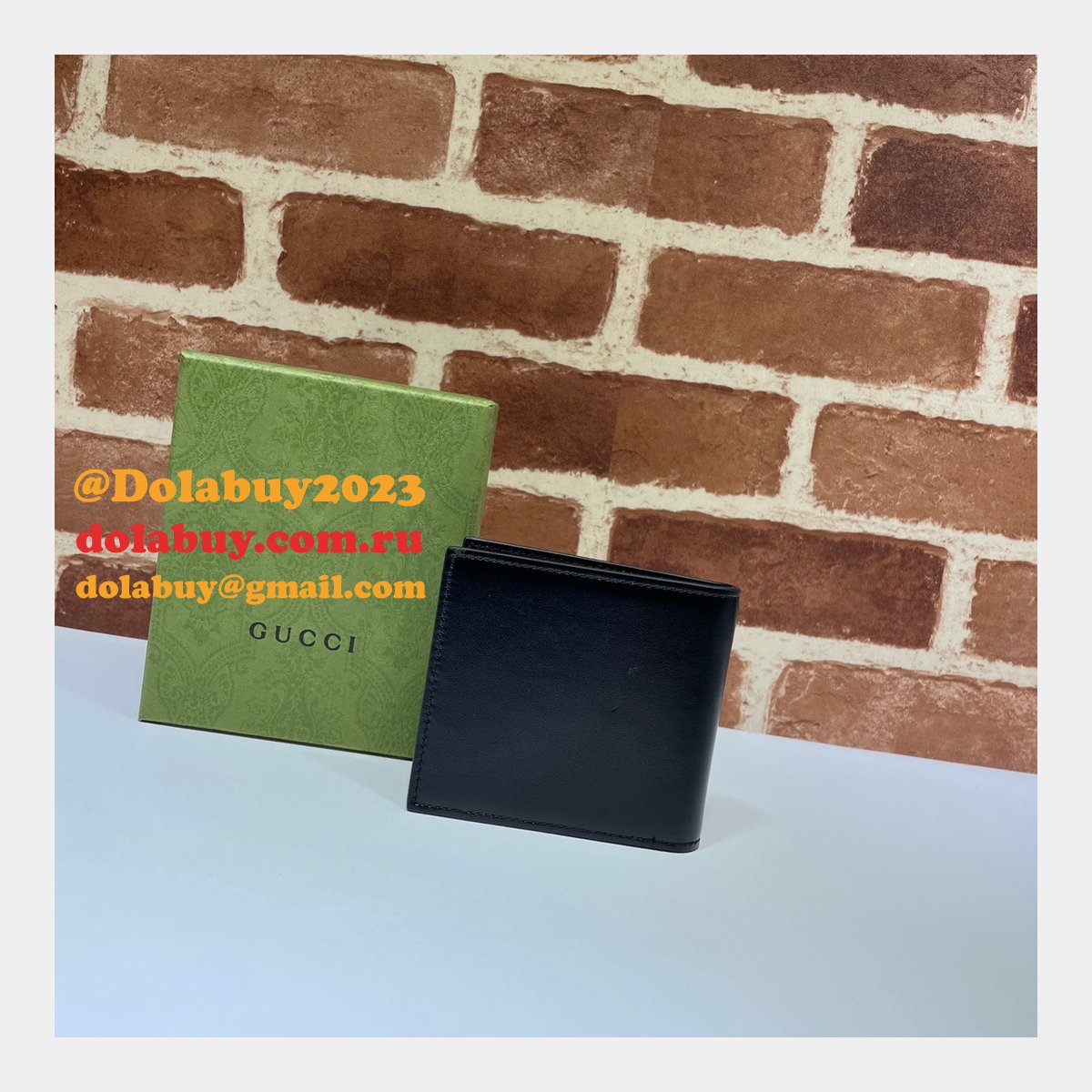 Gucci Fake 428726 China Black Leather GG Marmont Large Bi-Fold Wallet