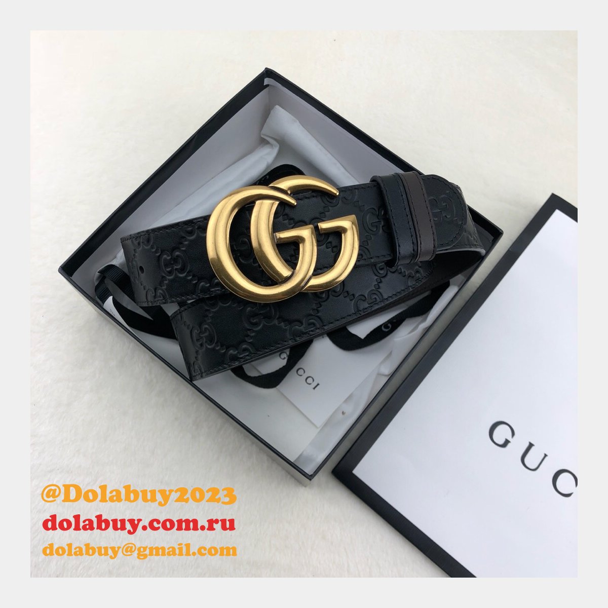 Gucci Belt With Double G Buckle 38mm-2 Black Fake