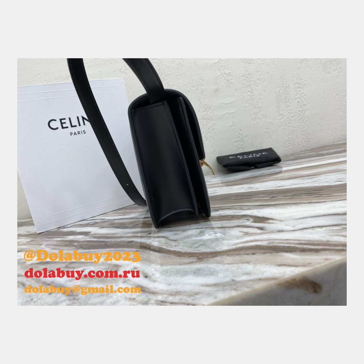 Replica Celine Teen Classic Leather Shoulder Black Bag