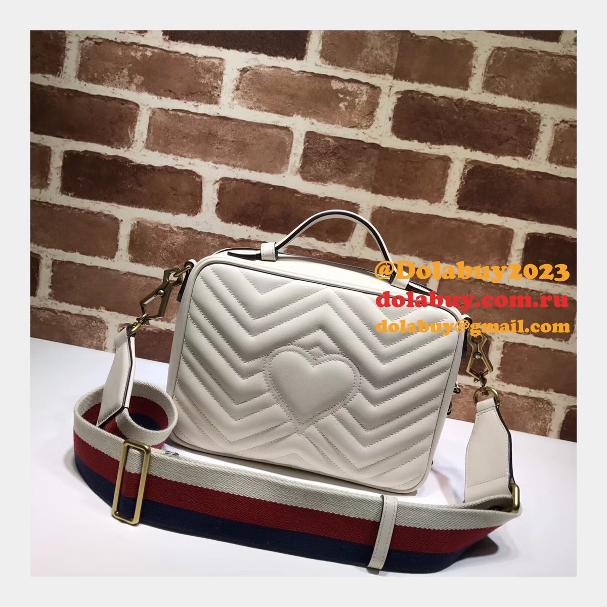 Top Quality Gucci Replica 498100 Leather GG Marmont Small Shoulder Bag
