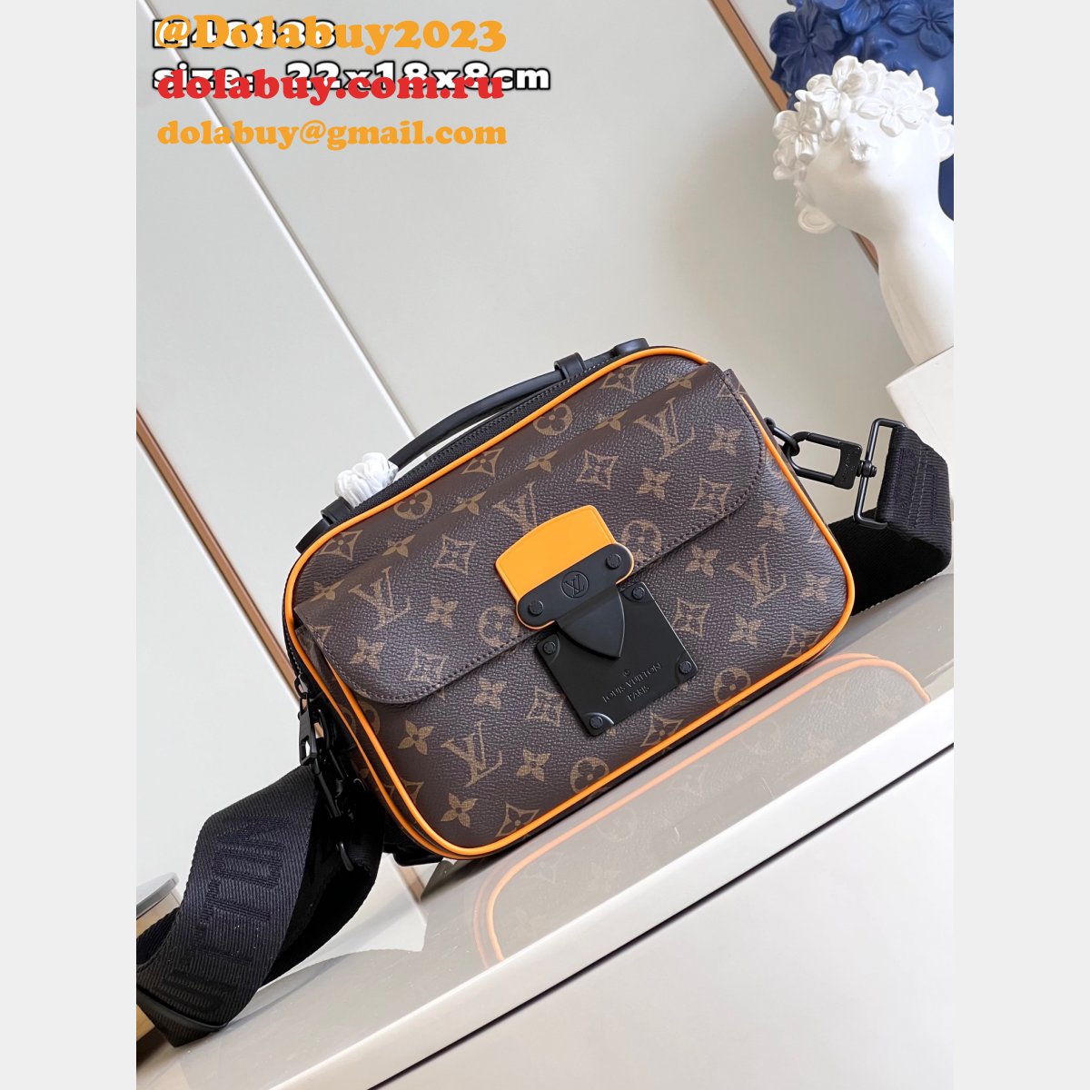 S-Lock Messenger Monogram Macassar M46688 Knockoff Louis Vuitton Bag