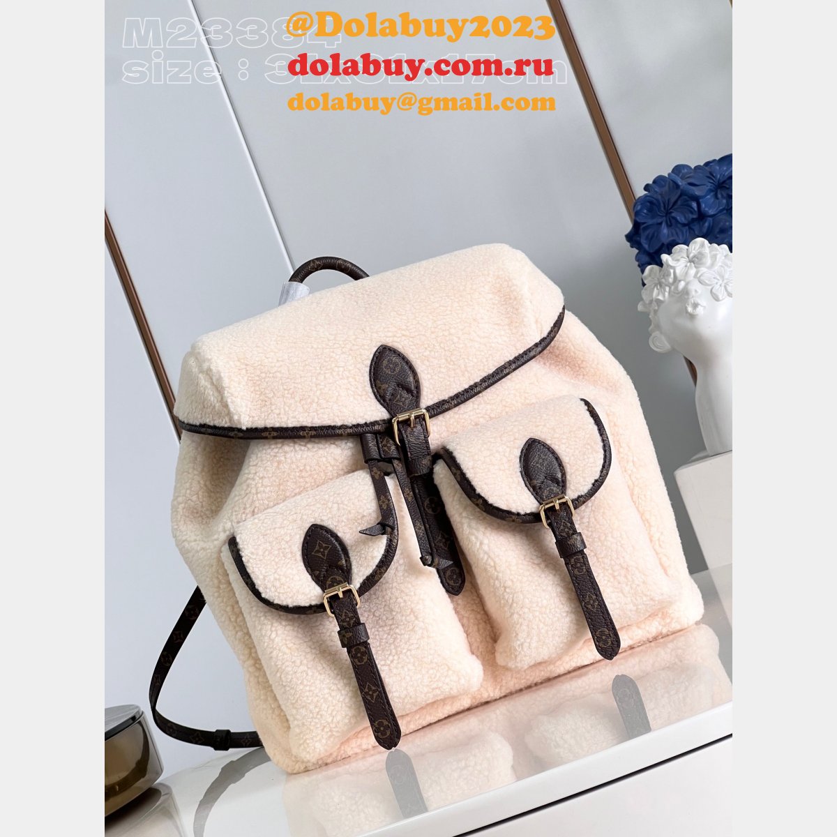 Backpacks Other Leathers M23384 LV SKI Replica Louis Vuitton Cream Bag