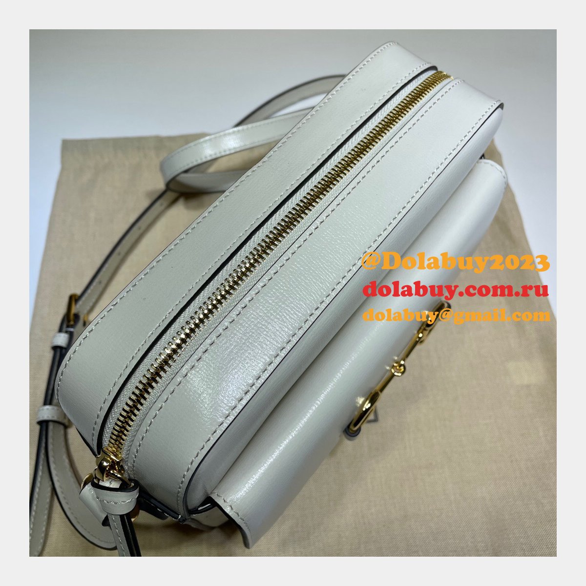 Gucci Horsebit 1955 Small Shoulder 645454 Black Army Green White Bag