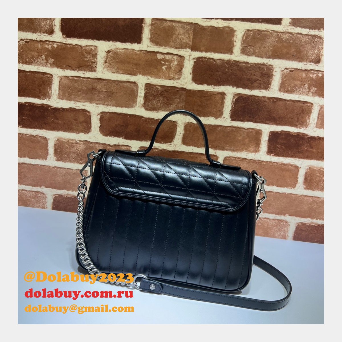 Designer Replica Gucci Replicas GG Marmont small top handle 498110 bag
