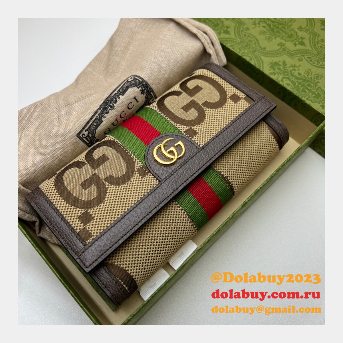 Replica Gucci High Quality GG Supreme Ophidia Continental 523153 Wallet