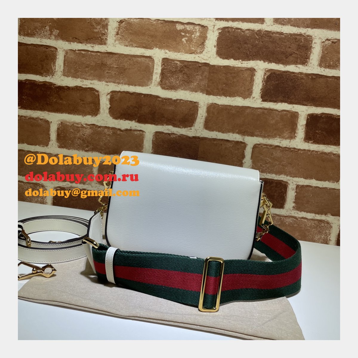 White Replica Gucci Horsebit 1955 mini 658574 bag