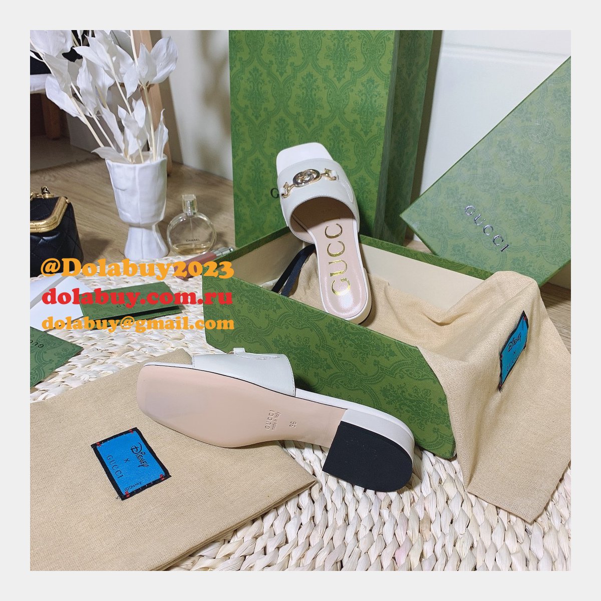 7 Star Replica Gucci 2021 Slippers white/black series GG Shoes