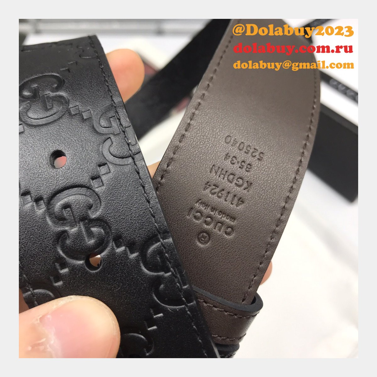 7 Star Gucci 37mm Replica Interlocking G-Buckle Leather black Belt
