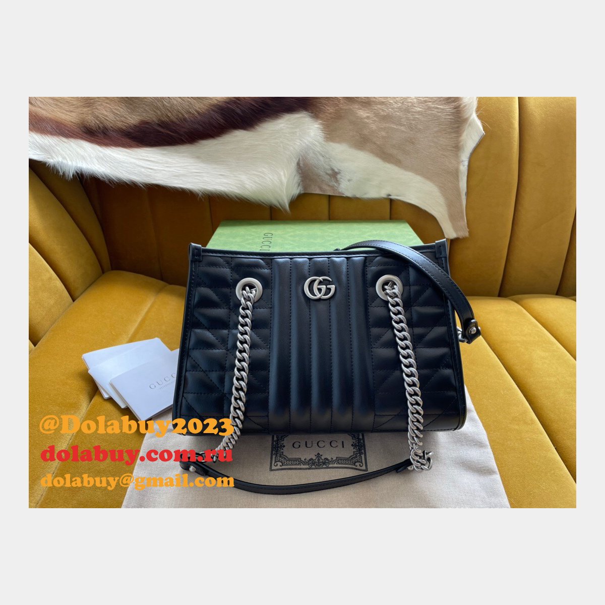 High Quality Gucci Replica 681483 Black Small GG Marmont Tote Bag