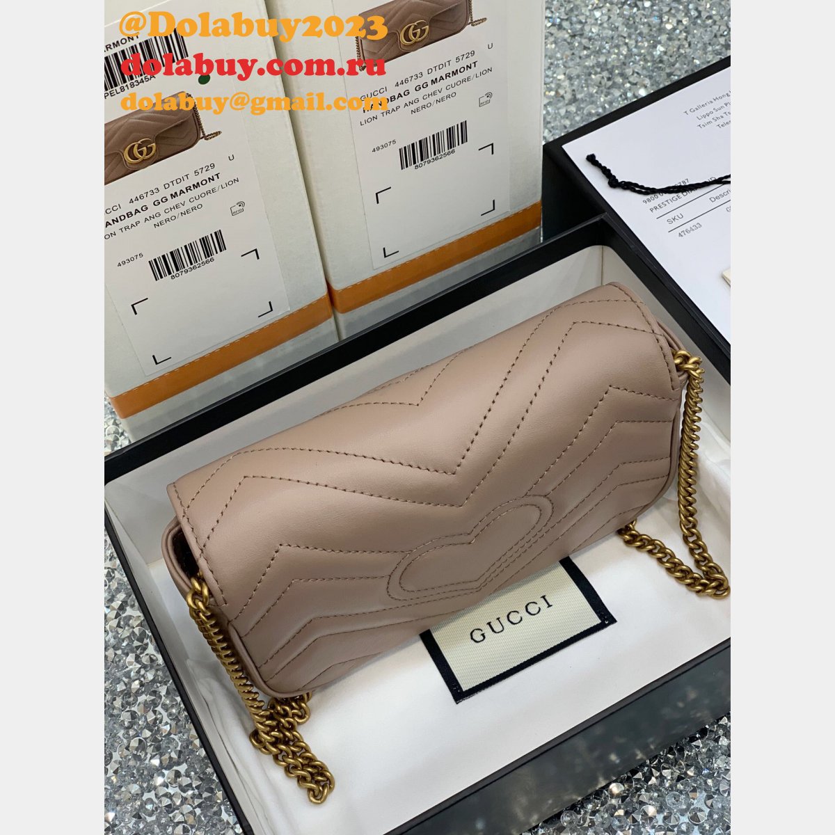 Gucci Wholesale GG Marmont Mini chain shoulder 476433 bag