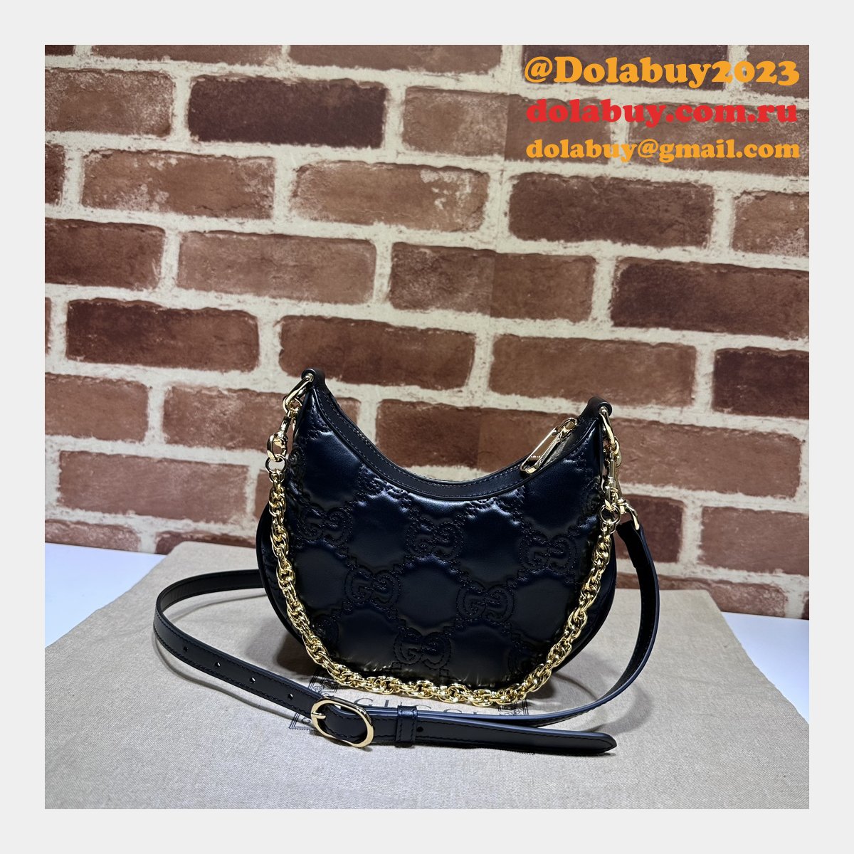 Gucci 1:1 Mirror 739736 GG Matelassé Designer Black/Pink Bag