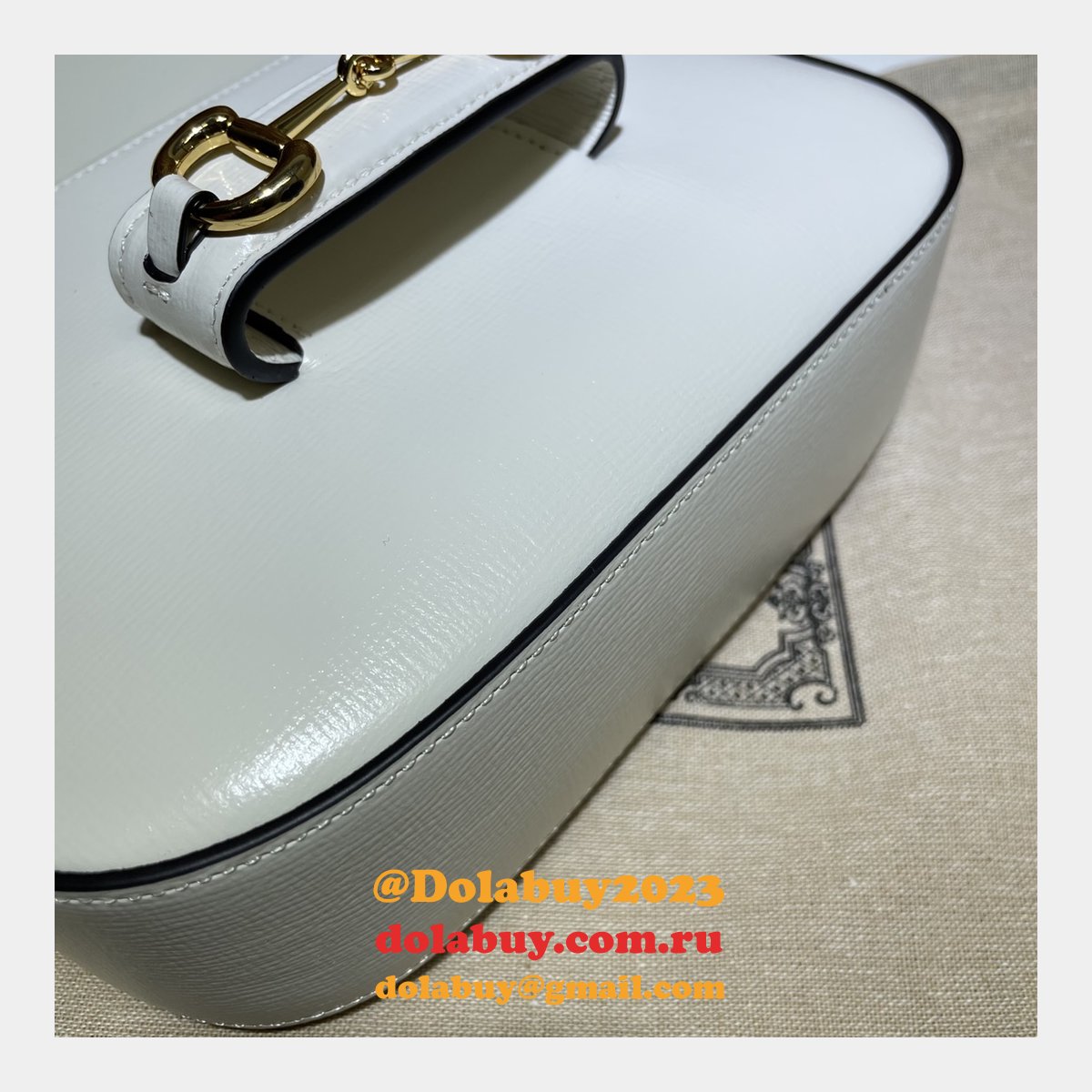White Replica Gucci Horsebit 1955 mini 658574 bag