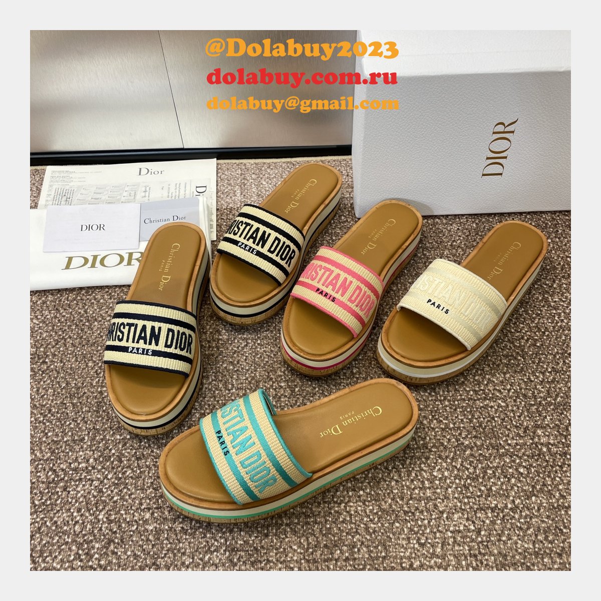 Designer Dior Dway Platform Slide