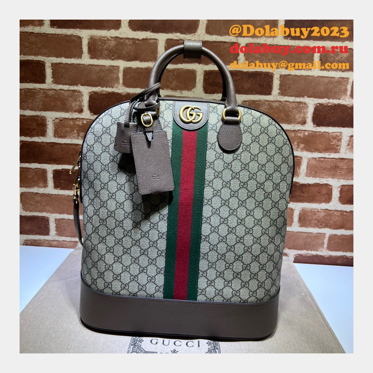 Top Quality Gucci UK Savoy 724654 Bowling Ebony Supreme Tote Bag