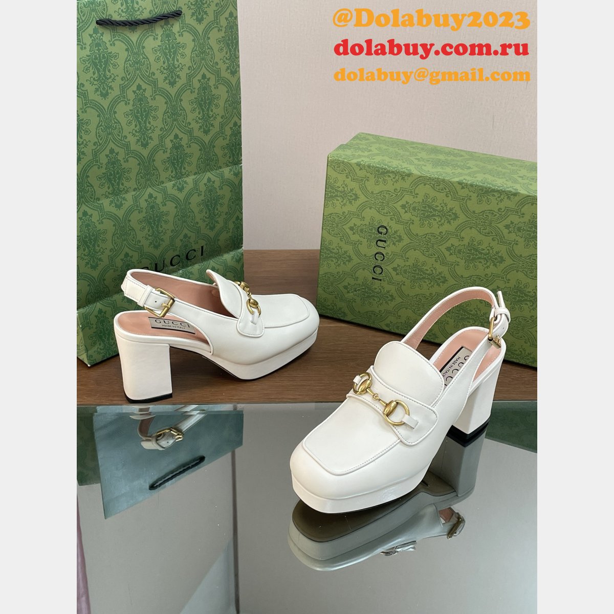 Lady Horsebit GG Gucci Replicas Slingback Pumps Shoes