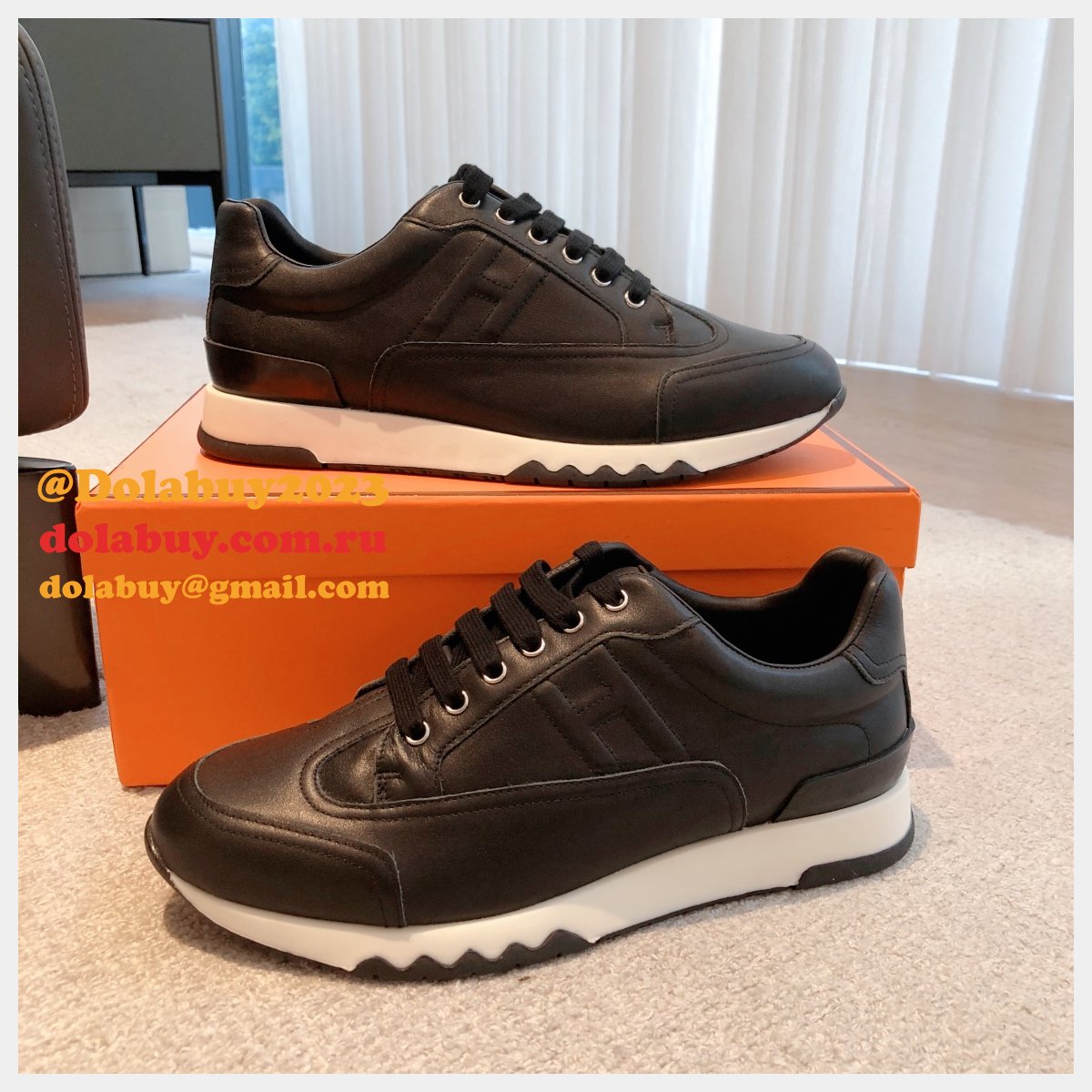 Wholesale Sneakers Leer Wit Hermes Knockoff Shoes