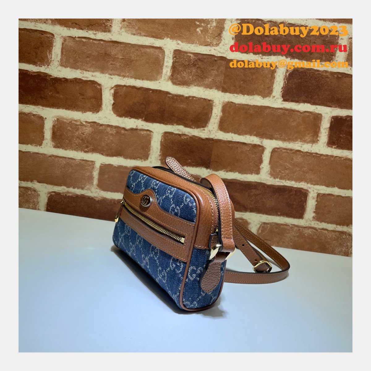 Gucci Replica 517350 Ophidia GG mini blue bag