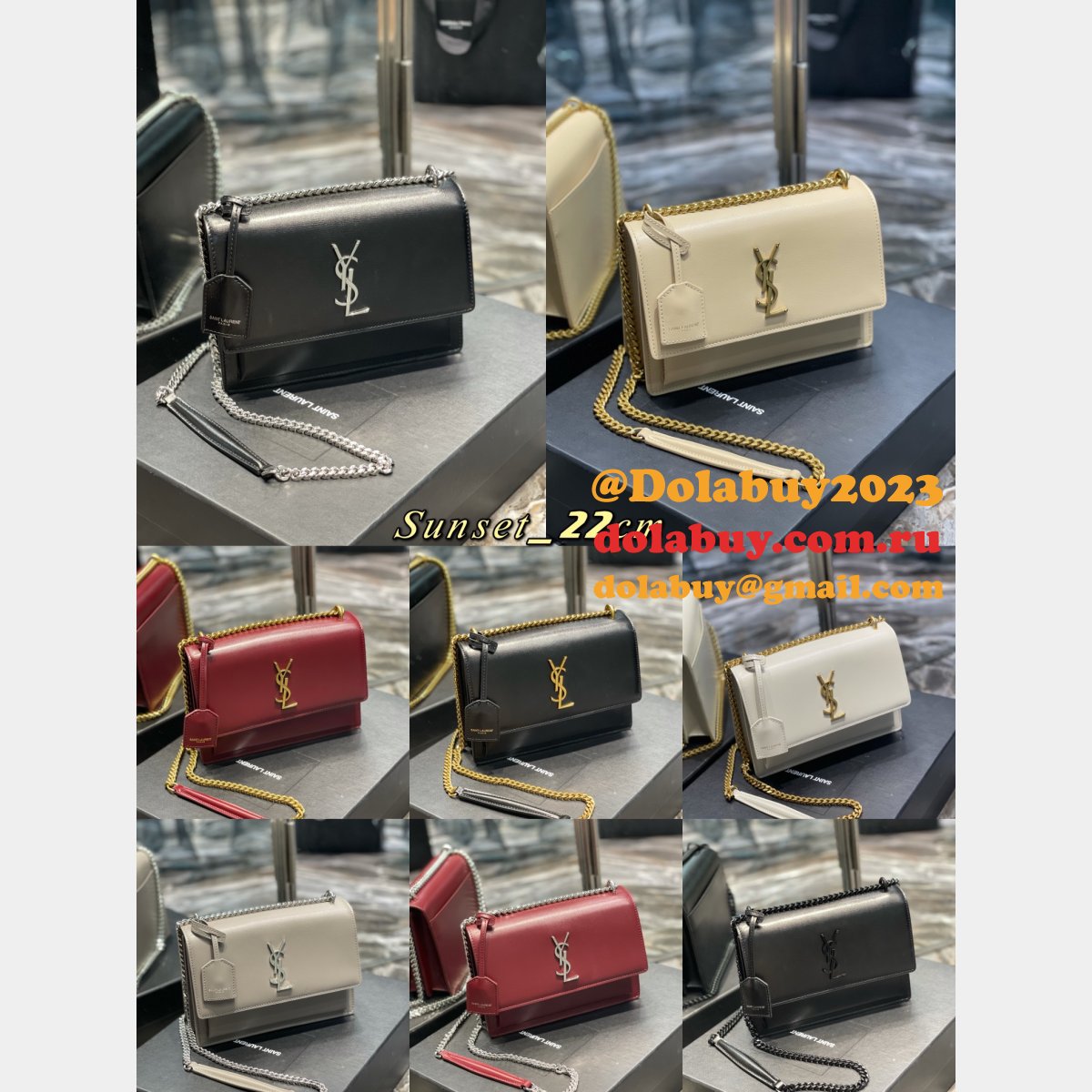 Shop Saint Laurent Sunset Mono Crossbody Bag 22CM 422906