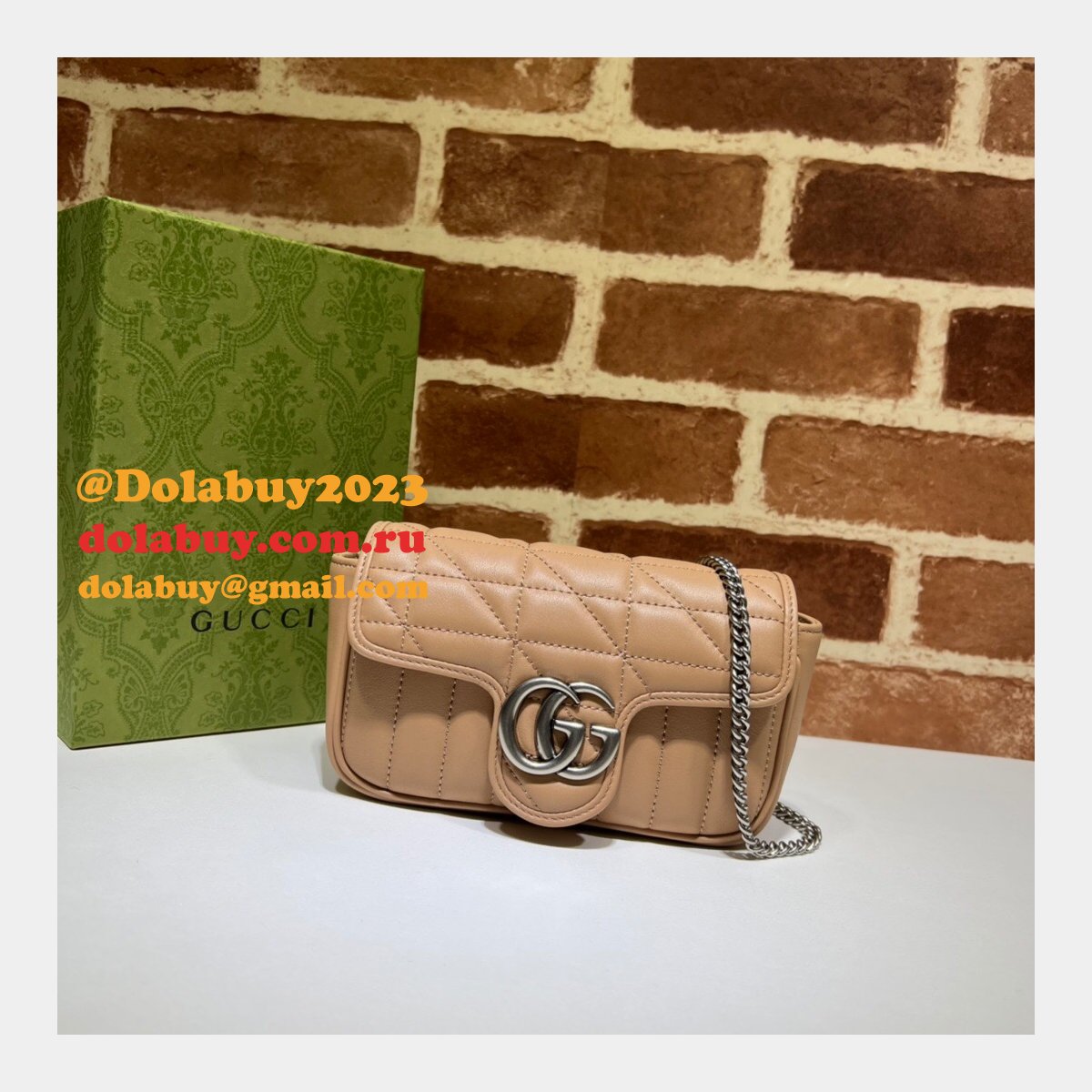 Luxury 7 Star Replica Gucci 476433 GG Marmont matelassé mini bag