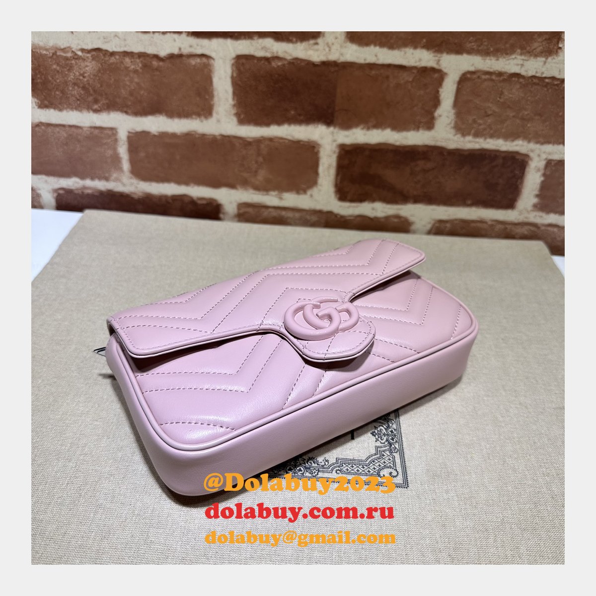 Inspired GG Marmont Crossbody Replica Gucci Pink 751526 Bag