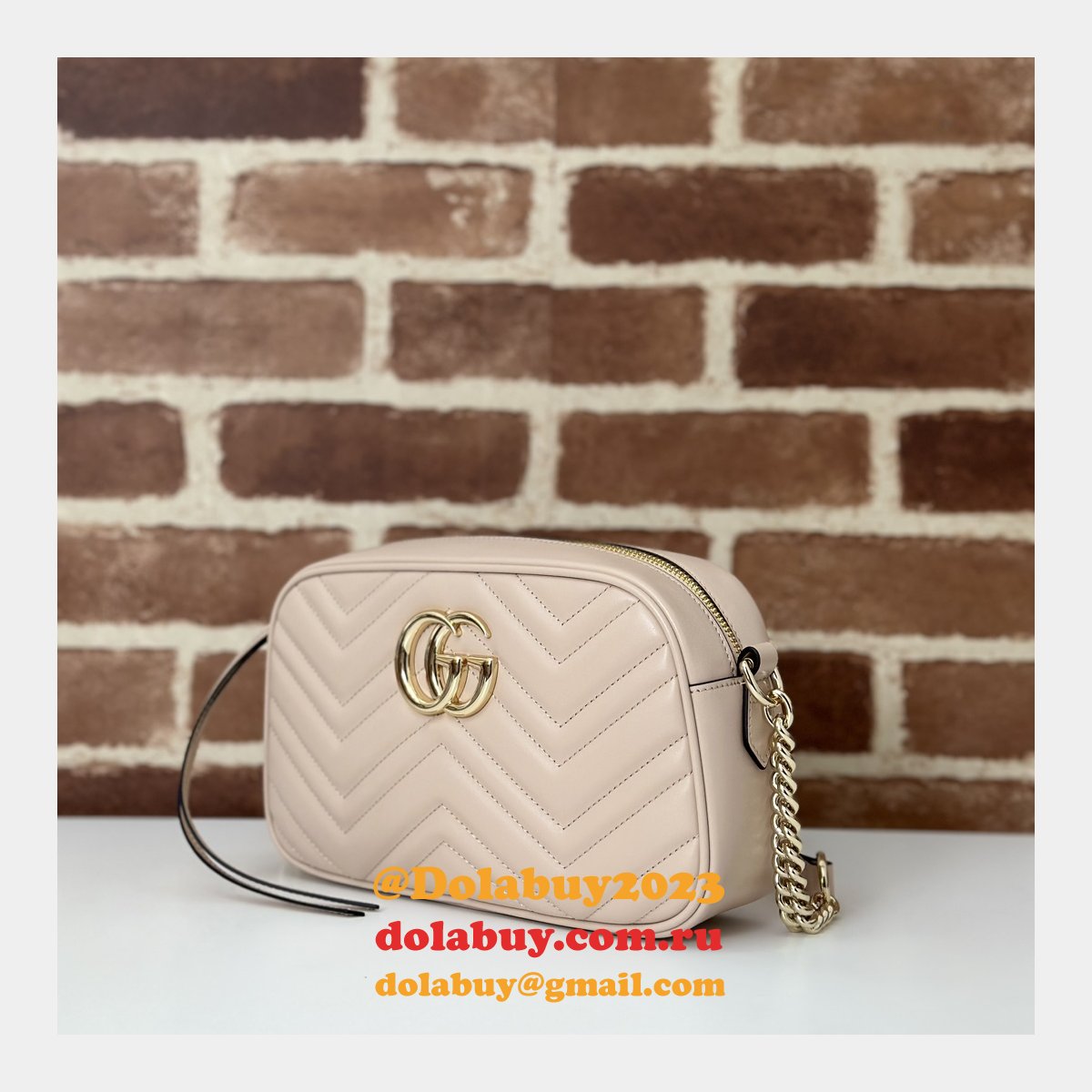 Gucci Replicas GG Marmont 447632 Pink Shoulder Best Bag