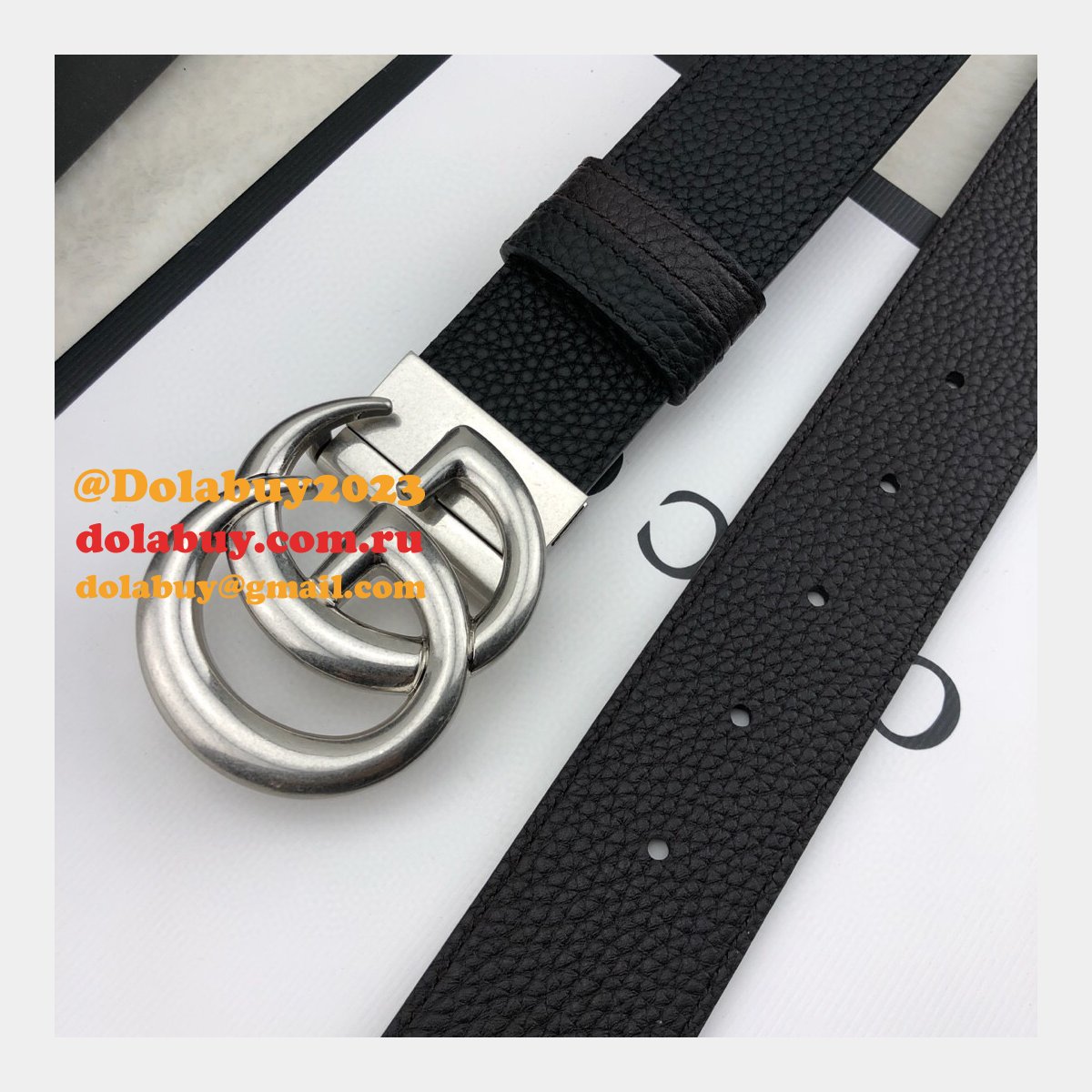 Luxury Gucci 38MM Double G Shop the New Replica Black Belts