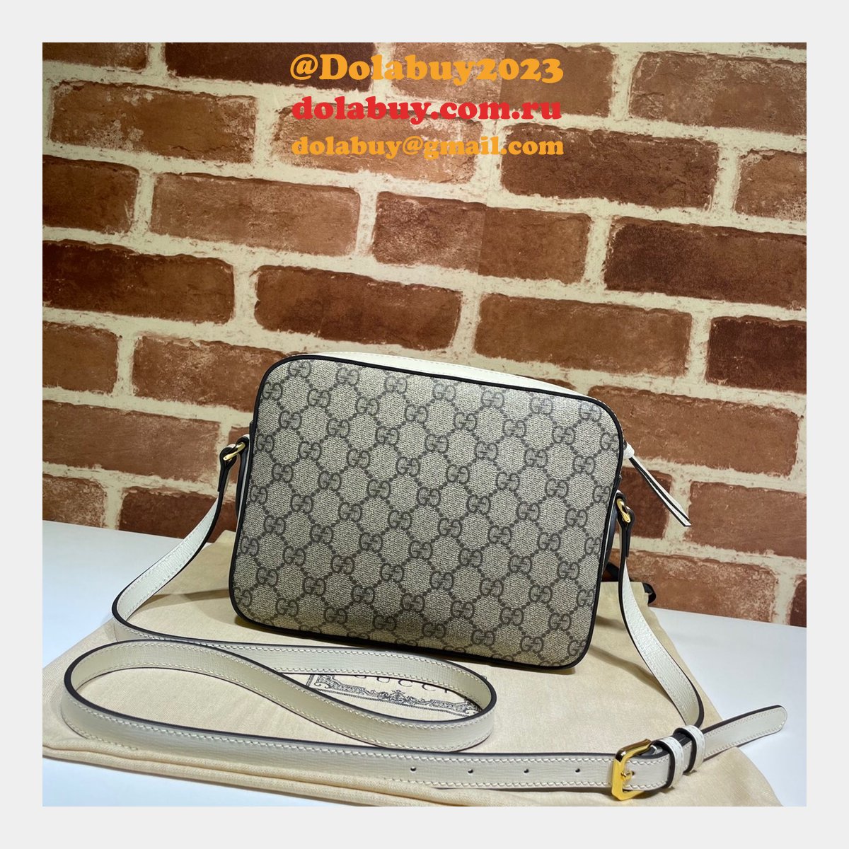 Gucci Replica Horsebit 1955 Small Brown or White Leather Shoulder 645454 Bag