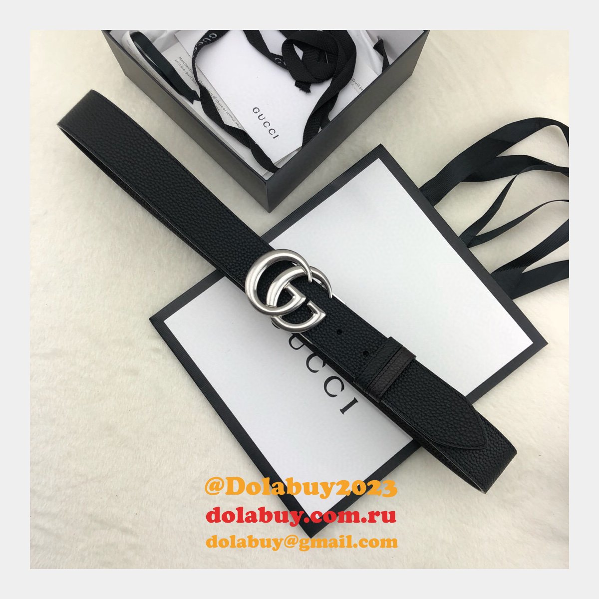 Luxury Gucci 38MM Double G Shop the New Replica Black Belts