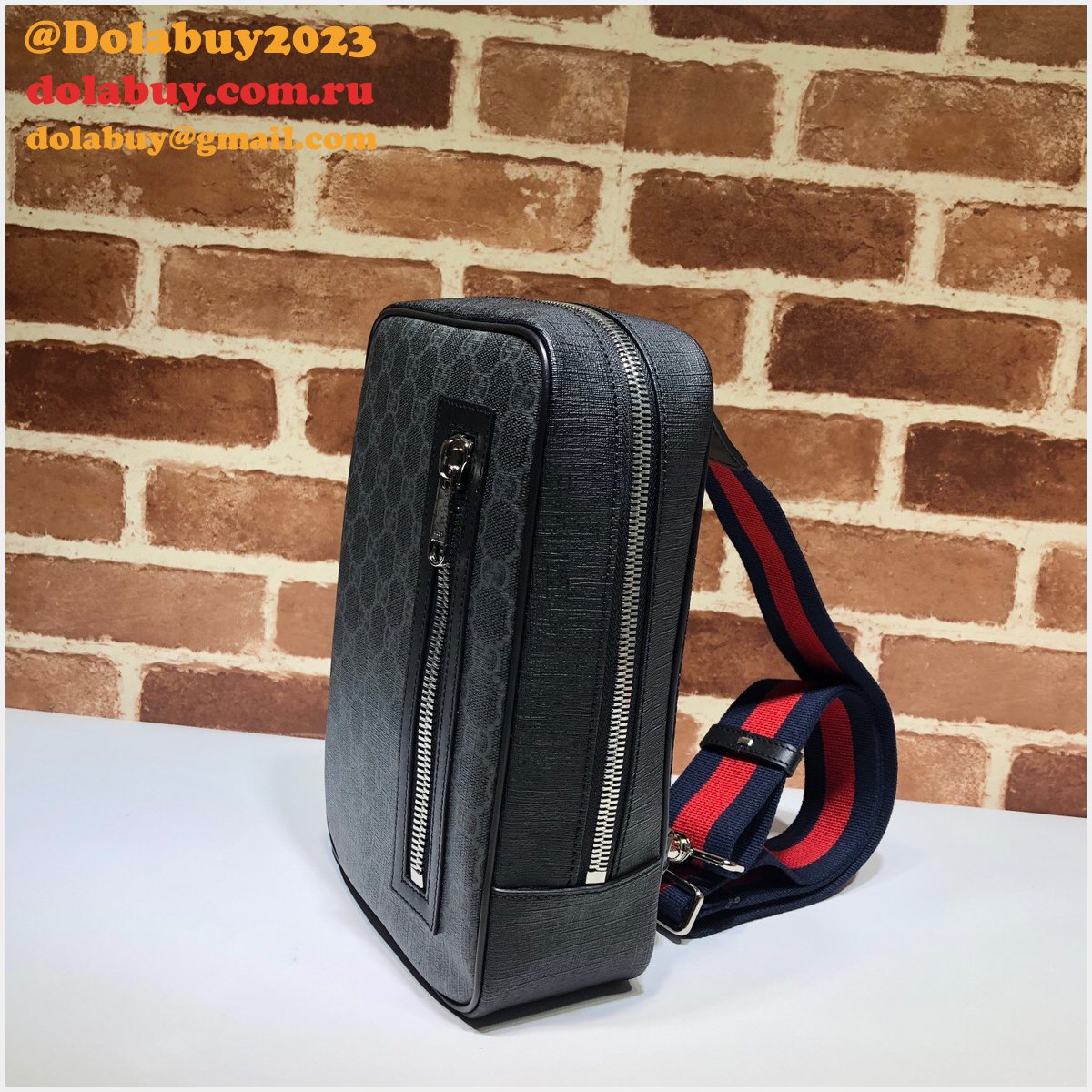 Replica AAA+ Gucci Messengers GG Black belt Purses 478325 GG Supreme