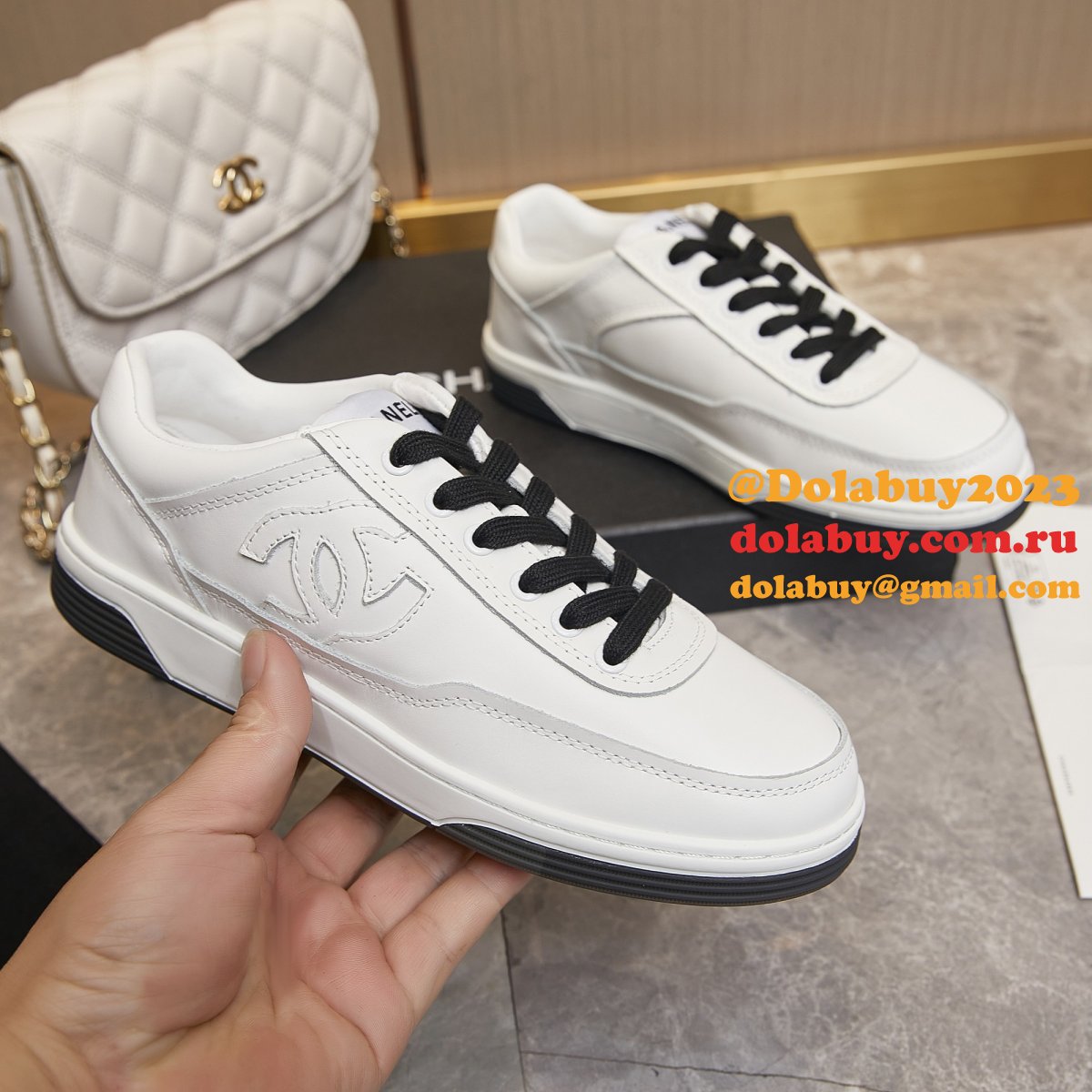 1:1 Mirror chane women Calf leather sneaker