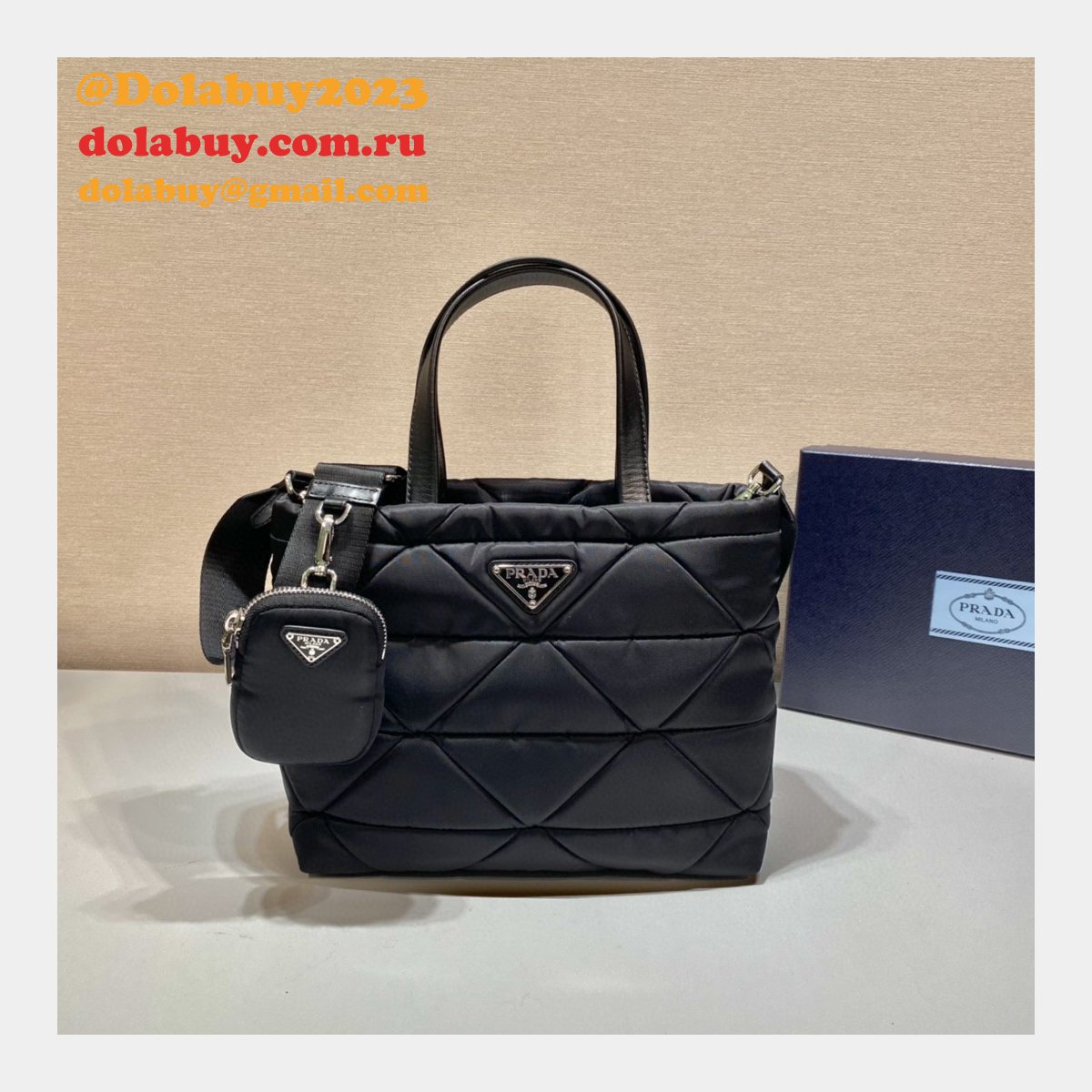 Buy Prada Replica Shoulder 1BG380 Black Handbags