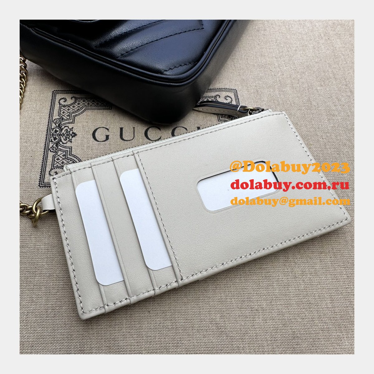 GG Marmont Gucci Replica Card Case Chain Wallet 751526 Bag