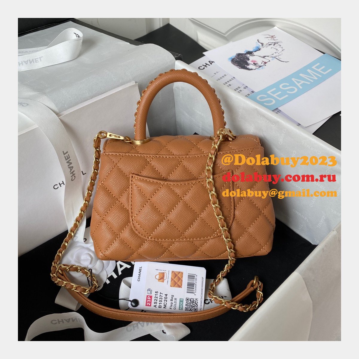 Replica Handle Matelasse 2Way AS2215 Shoulder Bag CAVIAR 19CM