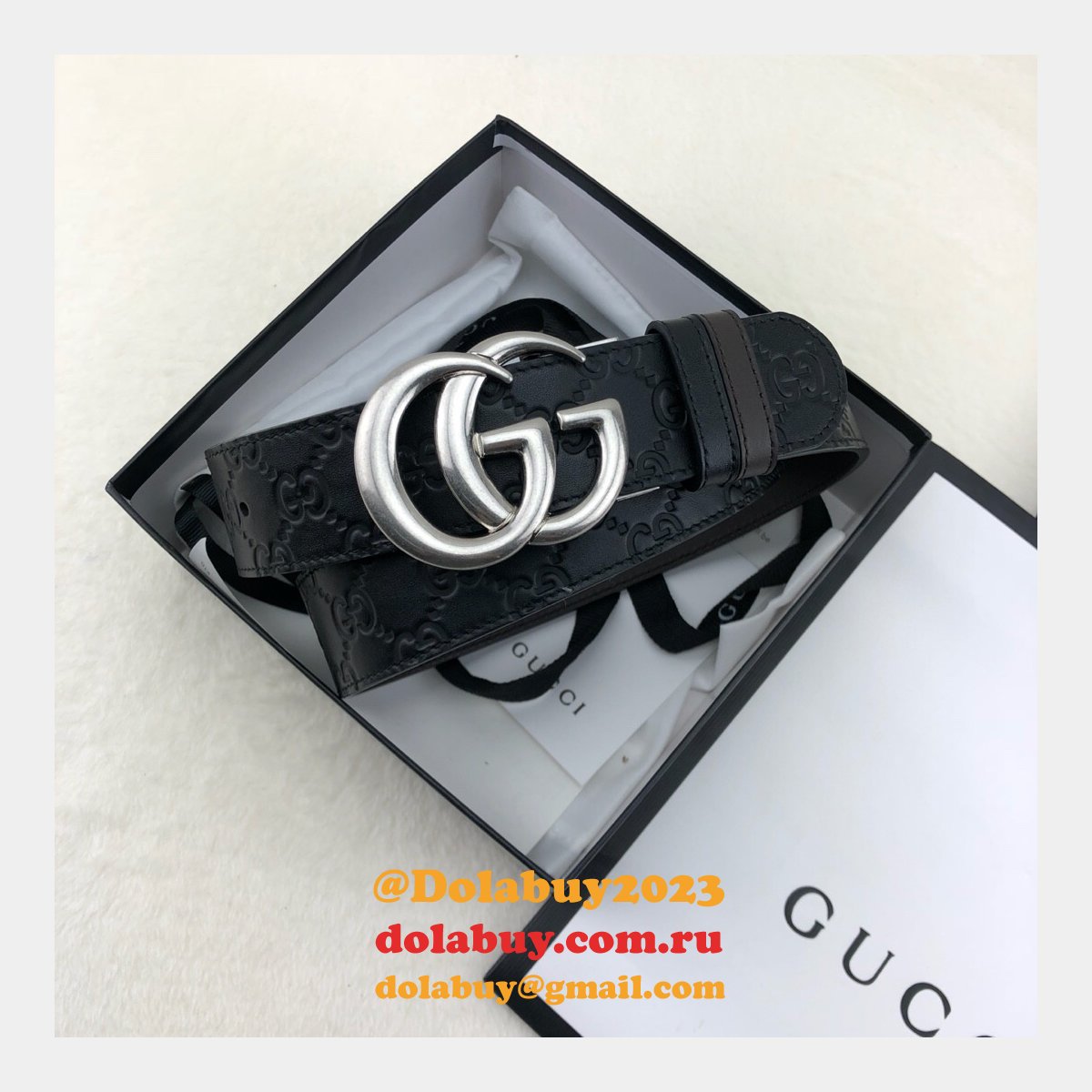Gucci Belt With Double G Buckle 38mm-2 Black Fake