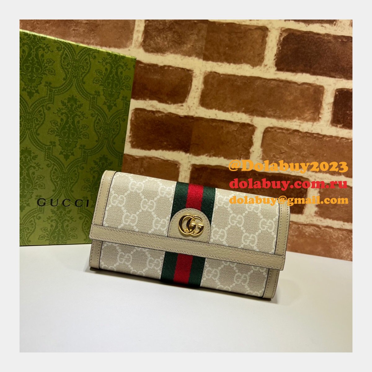 Gucci Copy GG Supreme 523153 Ophidia Continental Replica Wallet